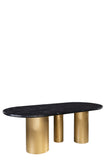 Balmain Stone Top Oval Dining Table for 6 with Black Chairs