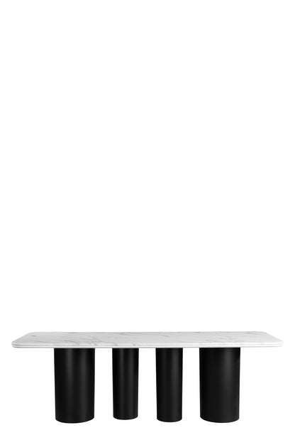 Balmain 92" Marble Top Dining Table for 8 in Black and White