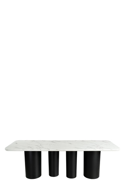 Balmain 92" Marble Top Dining Table for 8 in Black and White