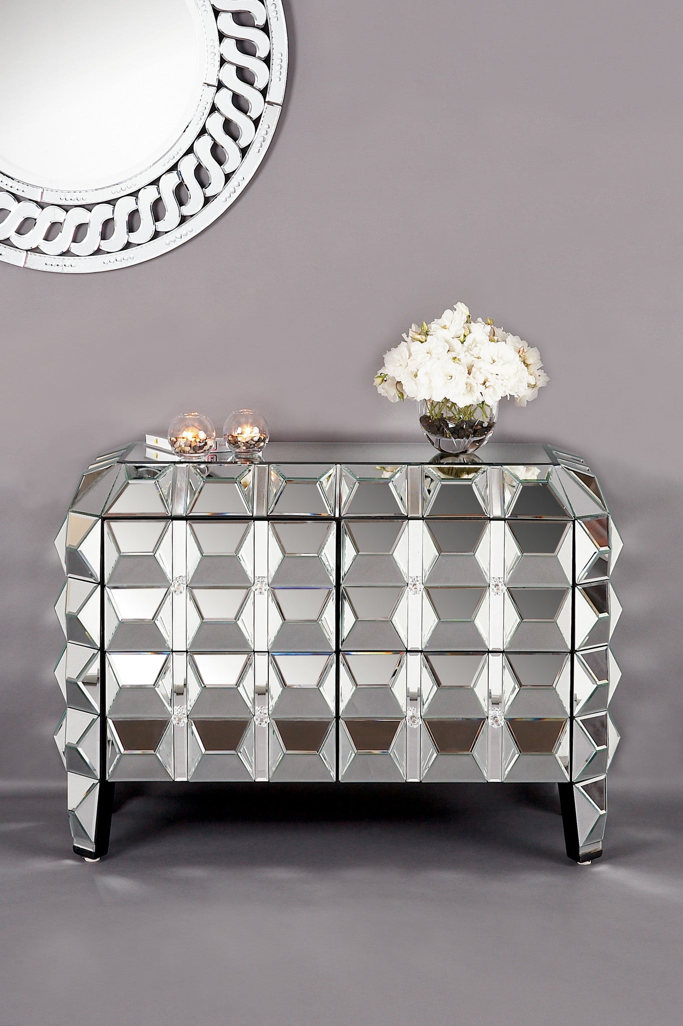 unique mirrored nightstand