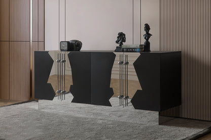 black and silver sideboard