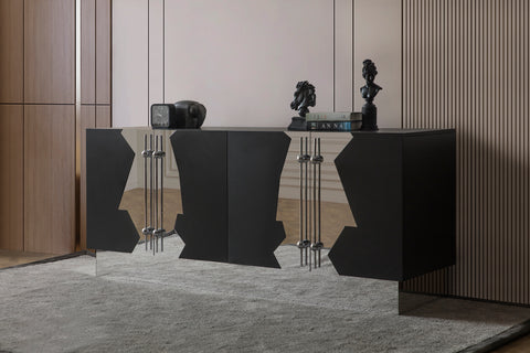 T-04BS-Callista Sideboard in Black and Silver