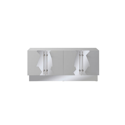 silver and white sideboard