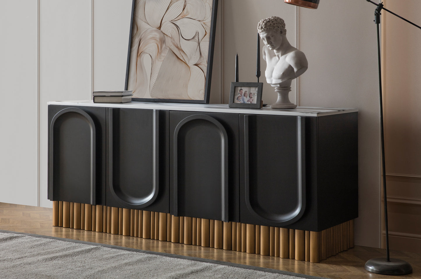 Cara Black and Gold Sideboard