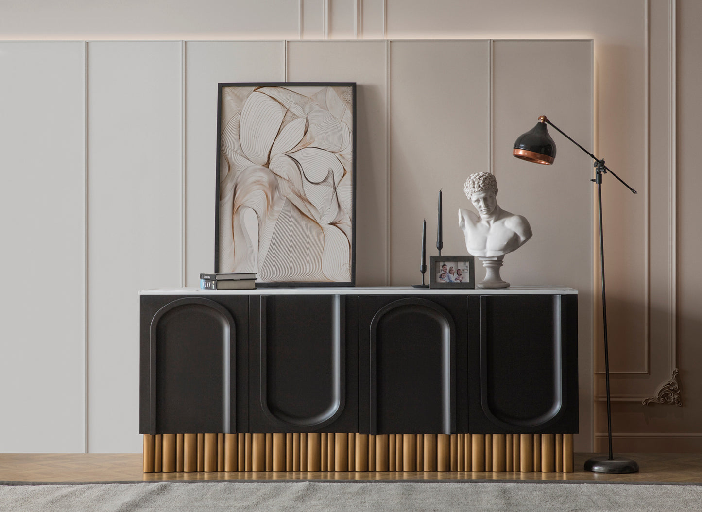 Cara Black and Gold Sideboard