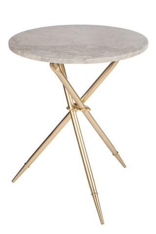 Ethelle Foldable Marble Side Table in Gold